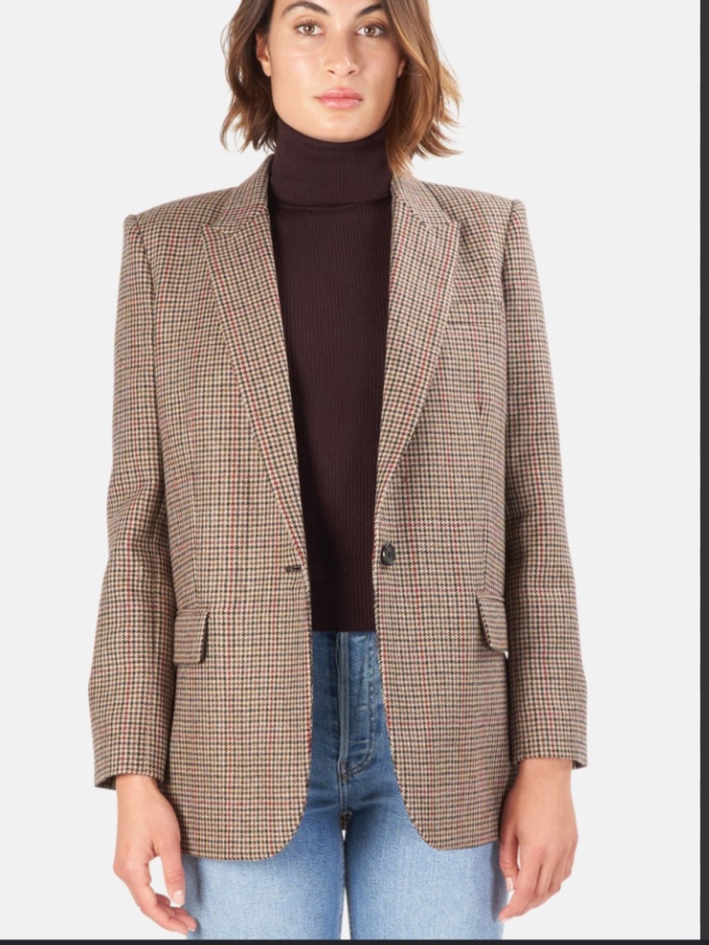 Zara black brown plaid oversized blazer